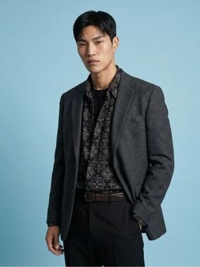 Men's Dark Charcoal Gray Sport Coat Blazer - Modern Tailored Look